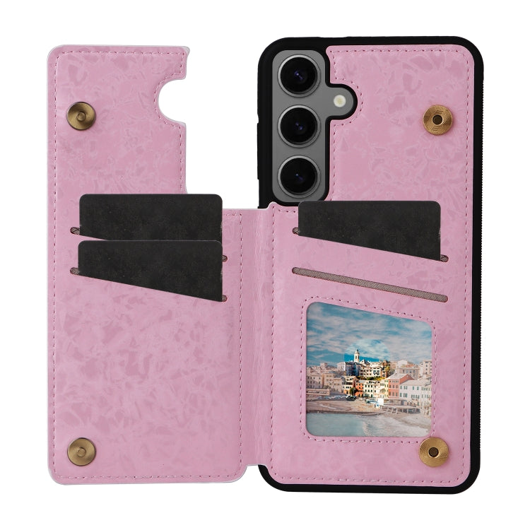 For Samsung Galaxy S25+ 5G Printed Double Buckle RFID Anti-theft Phone Case(Dried Flower World) by buy2fix