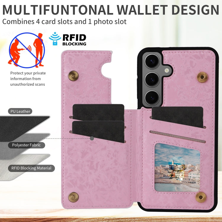 For Samsung Galaxy S25+ 5G Printed Double Buckle RFID Anti-theft Phone Case(Dried Flower World) by buy2fix