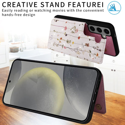 For Samsung Galaxy S25+ 5G Printed Double Buckle RFID Anti-theft Phone Case(Dried Flower World) by buy2fix