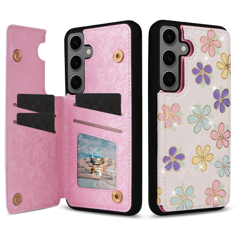 For Samsung Galaxy S25+ 5G Printed Double Buckle RFID Anti-theft Phone Case(Blossoming Flowers) by buy2fix