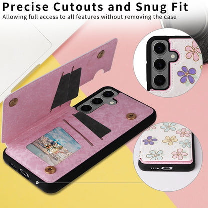 For Samsung Galaxy S25+ 5G Printed Double Buckle RFID Anti-theft Phone Case(Blossoming Flowers) by buy2fix