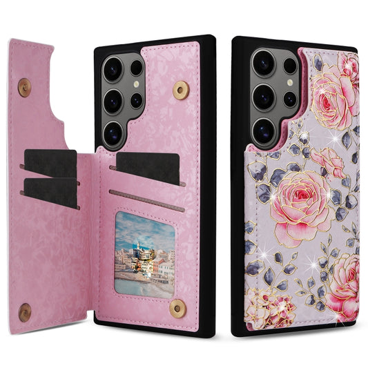 For Samsung Galaxy S25 Ultra 5G Printed Double Buckle RFID Anti-theft Phone Case(Pastoral Rose) by buy2fix