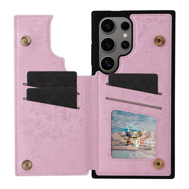 For Samsung Galaxy S25 Ultra 5G Printed Double Buckle RFID Anti-theft Phone Case(Pastoral Rose) by buy2fix