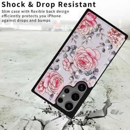 For Samsung Galaxy S25 Ultra 5G Printed Double Buckle RFID Anti-theft Phone Case(Pastoral Rose) by buy2fix