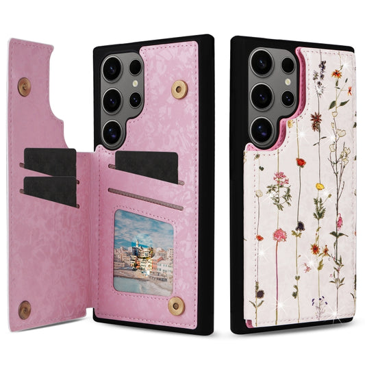 For Samsung Galaxy S25 Ultra 5G Printed Double Buckle RFID Anti-theft Phone Case(Dried Flower World) by buy2fix