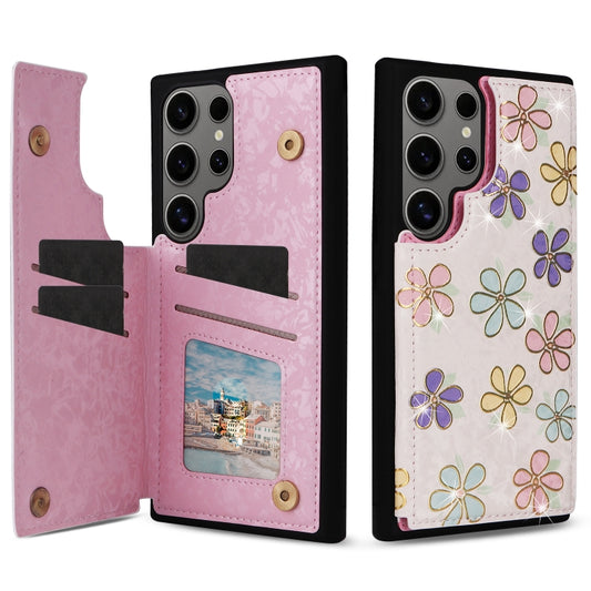 For Samsung Galaxy S25 Ultra 5G Printed Double Buckle RFID Anti-theft Phone Case(Blossoming Flowers) by buy2fix