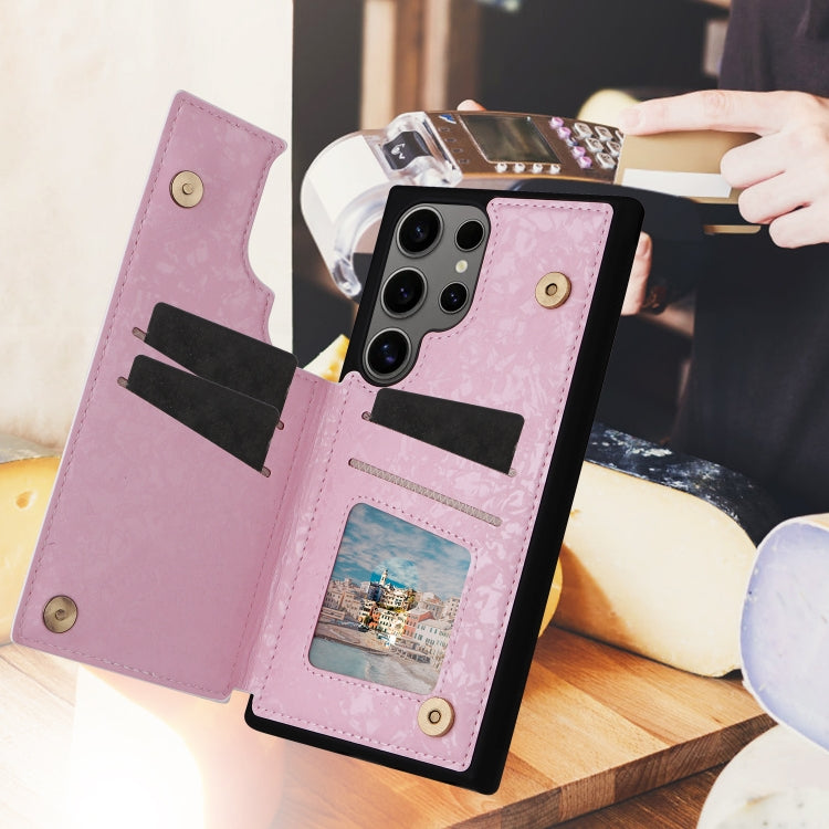 For Samsung Galaxy S25 Ultra 5G Printed Double Buckle RFID Anti-theft Phone Case(Rose) by buy2fix