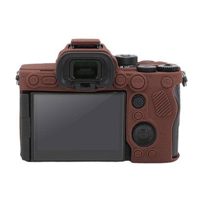 For Sony ILCE7RM5 / A7R5 Litchi Texture Soft Silicone Protective Case(Coffee) by buy2fix