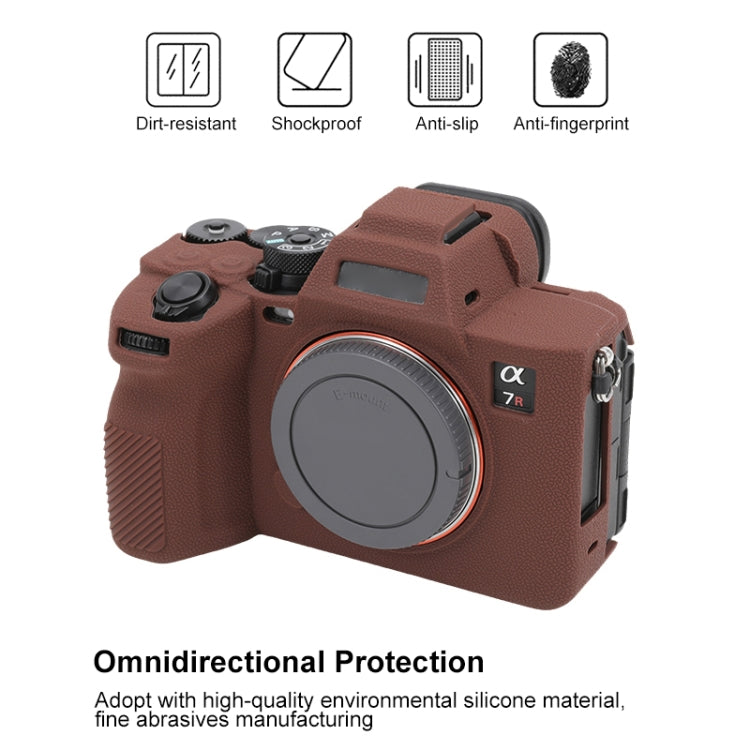 For Sony ILCE7RM5 / A7R5 Litchi Texture Soft Silicone Protective Case(Coffee) by buy2fix