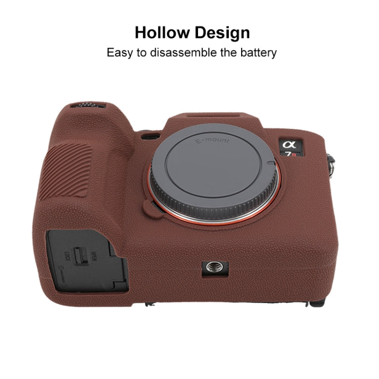 For Sony ILCE7RM5 / A7R5 Litchi Texture Soft Silicone Protective Case(Coffee) by buy2fix