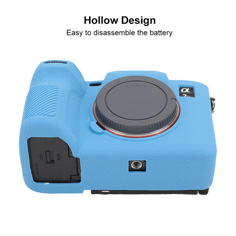 For Sony ILCE7RM5 / A7R5 Litchi Texture Soft Silicone Protective Case(Blue) by buy2fix