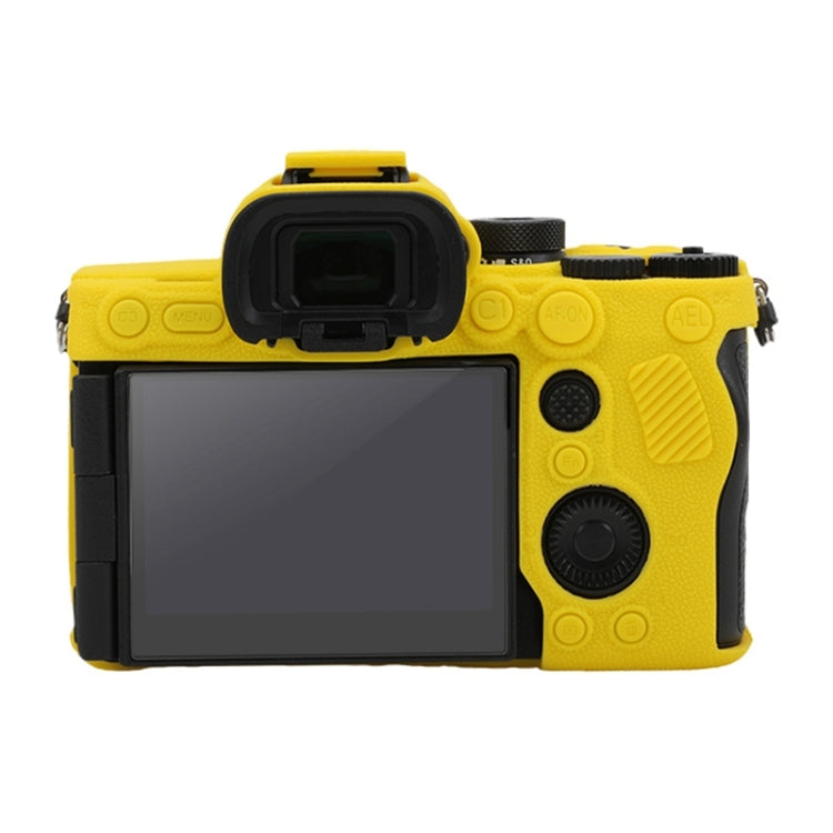 For Sony ILCE7RM5 / A7R5 Litchi Texture Soft Silicone Protective Case(Yellow) by buy2fix