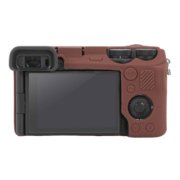 For Sony ILCE-6700 / A6700 Litchi Texture Soft Silicone Protective Case(Coffee) by buy2fix