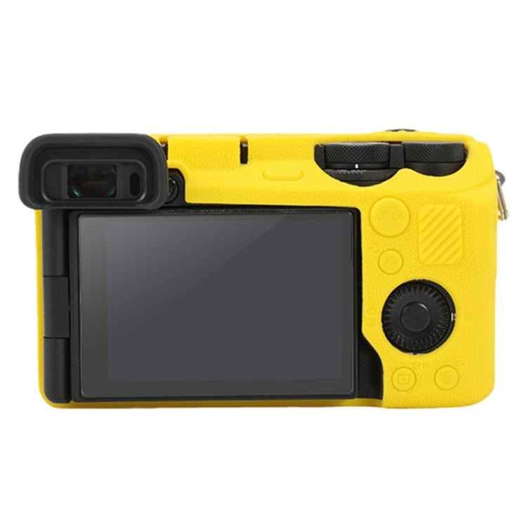 For Sony ILCE-6700 / A6700 Litchi Texture Soft Silicone Protective Case(Yellow) by buy2fix
