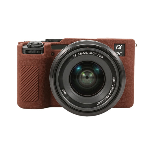 For Sony ILCE-7CM2 / A7C II / A7CR Litchi Texture Soft Silicone Protective Case(Coffee) by buy2fix