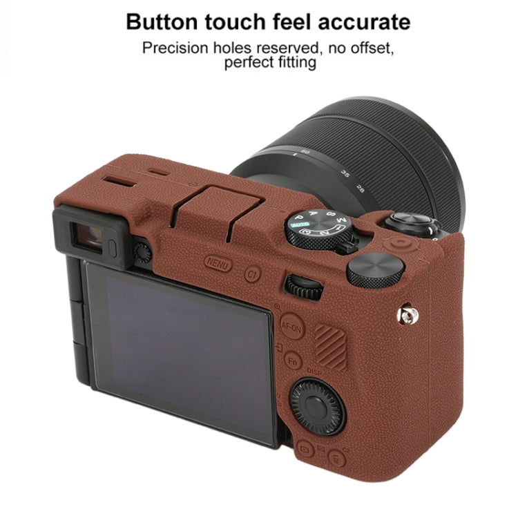 For Sony ILCE-7CM2 / A7C II / A7CR Litchi Texture Soft Silicone Protective Case(Coffee) by buy2fix
