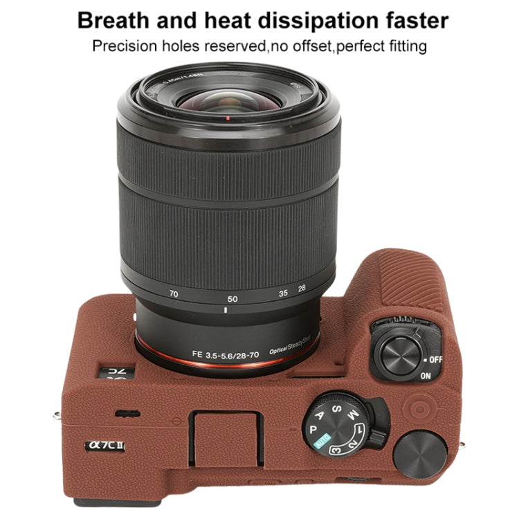 For Sony ILCE-7CM2 / A7C II / A7CR Litchi Texture Soft Silicone Protective Case(Coffee) by buy2fix