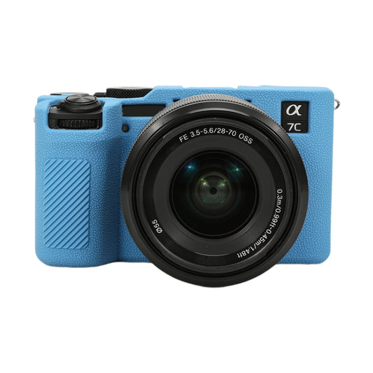 For Sony ILCE-7CM2 / A7C II / A7CR Litchi Texture Soft Silicone Protective Case(Blue) by buy2fix