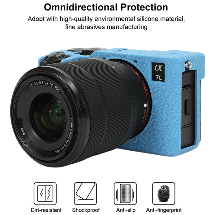 For Sony ILCE-7CM2 / A7C II / A7CR Litchi Texture Soft Silicone Protective Case(Blue) by buy2fix
