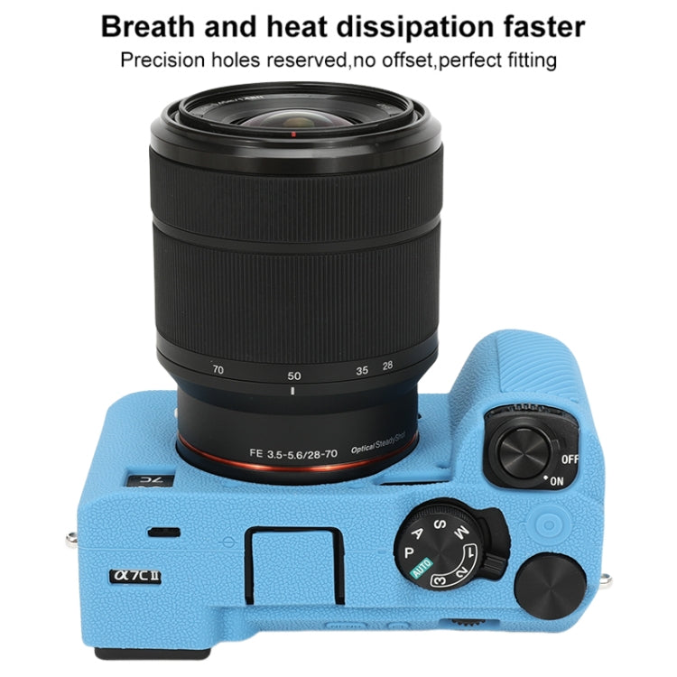 For Sony ILCE-7CM2 / A7C II / A7CR Litchi Texture Soft Silicone Protective Case(Blue) by buy2fix