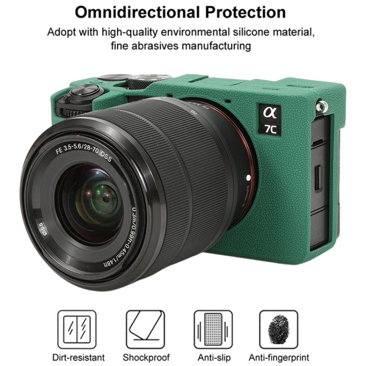 For Sony ILCE-7CM2 / A7C II / A7CR Litchi Texture Soft Silicone Protective Case(Green) by buy2fix