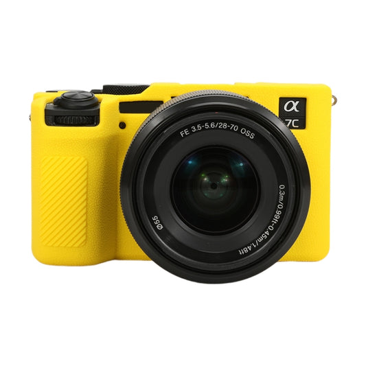 For Sony ILCE-7CM2 / A7C II / A7CR Litchi Texture Soft Silicone Protective Case(Yellow) by buy2fix
