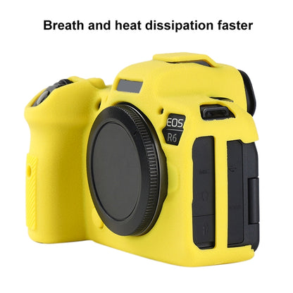 For Canon EOS R6 Mark II Litchi Texture Soft Silicone Protective Case(Yellow) by buy2fix