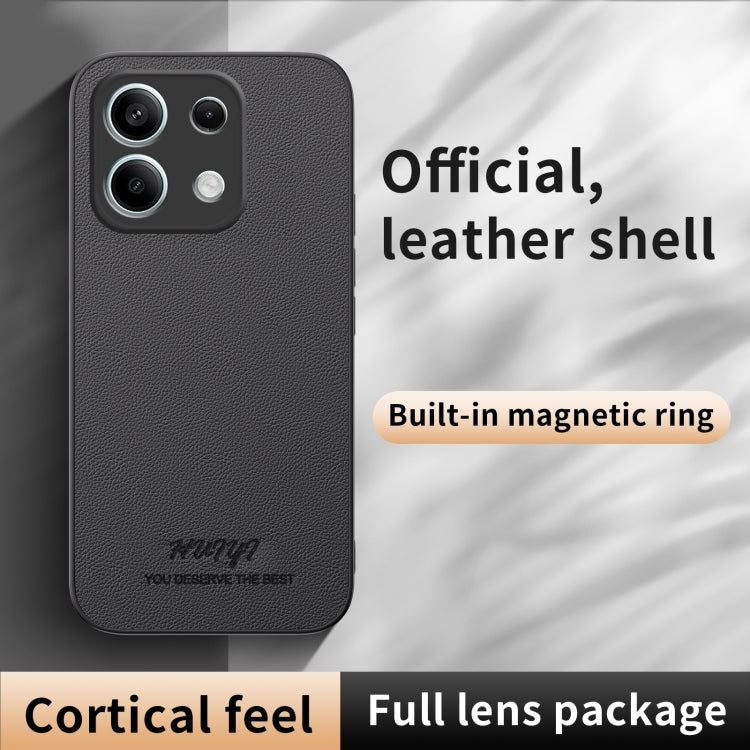 For Redmi Note 13 4G HUIYI Leather Magnetic Phone Case(Black) - Xiaomi Cases by buy2fix | Online Shopping UK | buy2fix