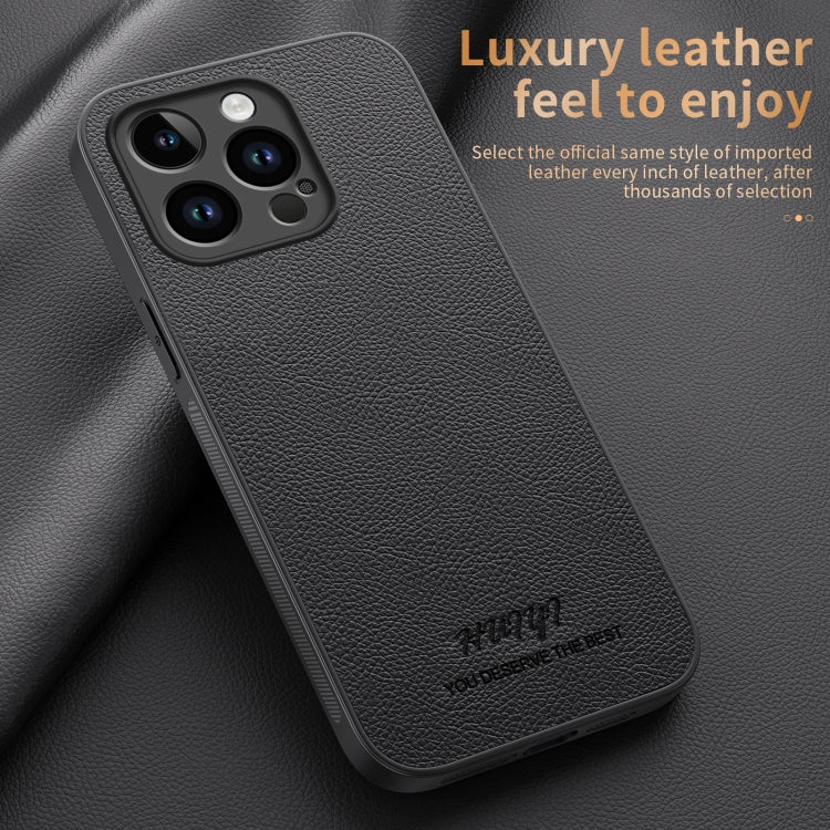 For iPhone 15 Pro HUIYI Leather Magnetic Phone Case(Brown) - iPhone 15 Pro Cases by buy2fix | Online Shopping UK | buy2fix