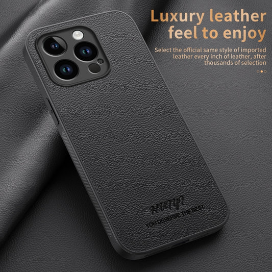 For iPhone 15 Pro HUIYI Leather Magnetic Phone Case(Brown) - iPhone 15 Pro Cases by buy2fix | Online Shopping UK | buy2fix