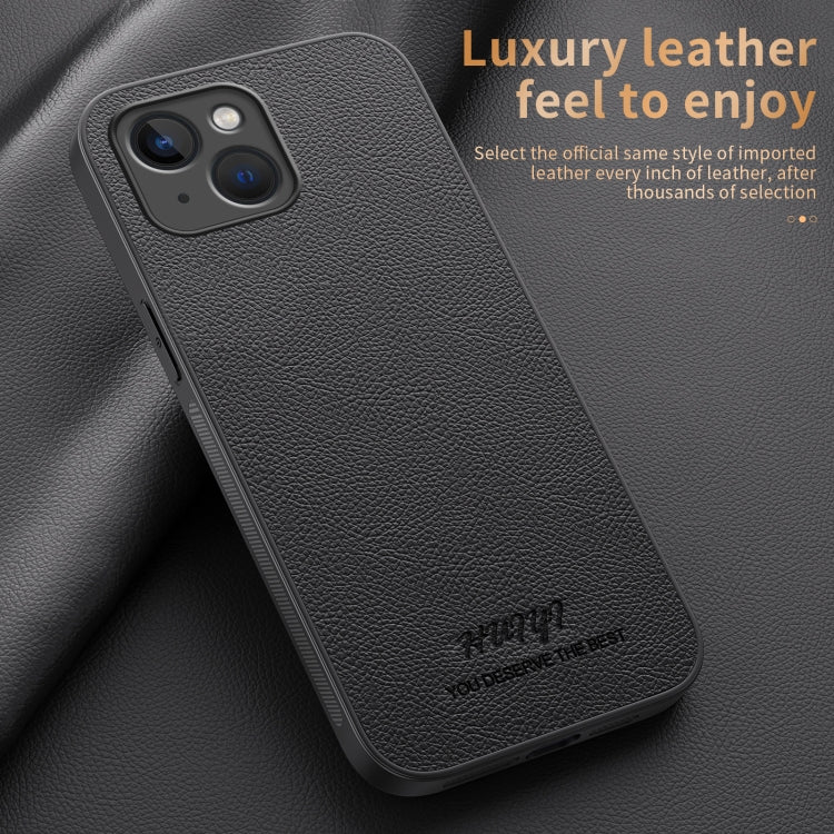 For iPhone 15 HUIYI Leather Magnetic Phone Case(Grey) - iPhone 15 Cases by buy2fix | Online Shopping UK | buy2fix