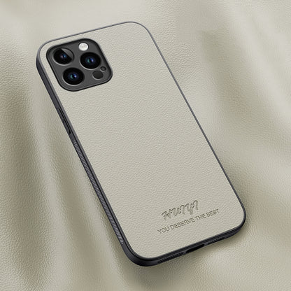 For iPhone 13 Pro Max HUIYI Leather Magnetic Phone Case(White) by buy2fix