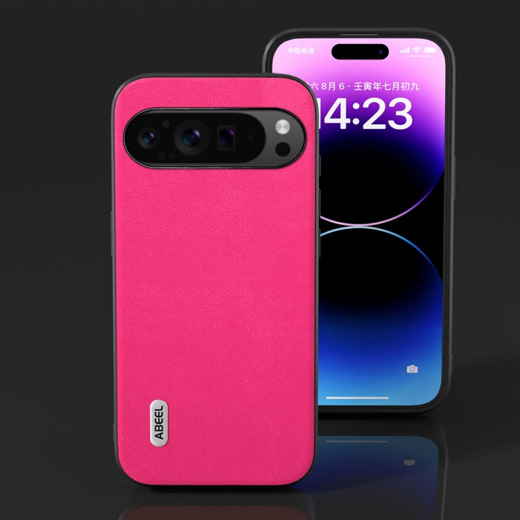 For Google Pixel 9 Pro ABEEL Arashi Texture PU Phone Case(Rose Red) by buy2fix
