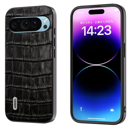 For Google Pixel 9 ABEEL Crocodile Texture Genuine Leather Phone Case(Black) by buy2fix