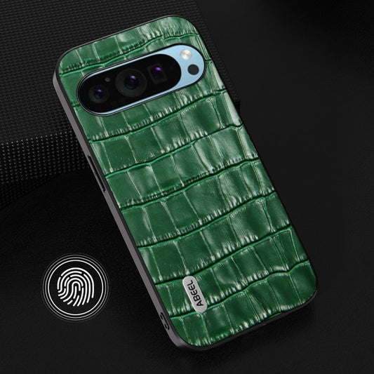 For Google Pixel 9 Pro ABEEL Crocodile Texture Genuine Leather Phone Case(Green) by buy2fix