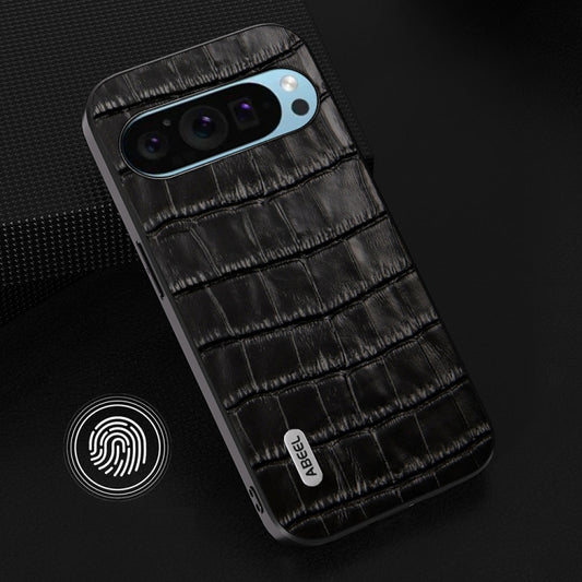 For Google Pixel 9 Pro ABEEL Crocodile Texture Genuine Leather Phone Case(Black) by buy2fix