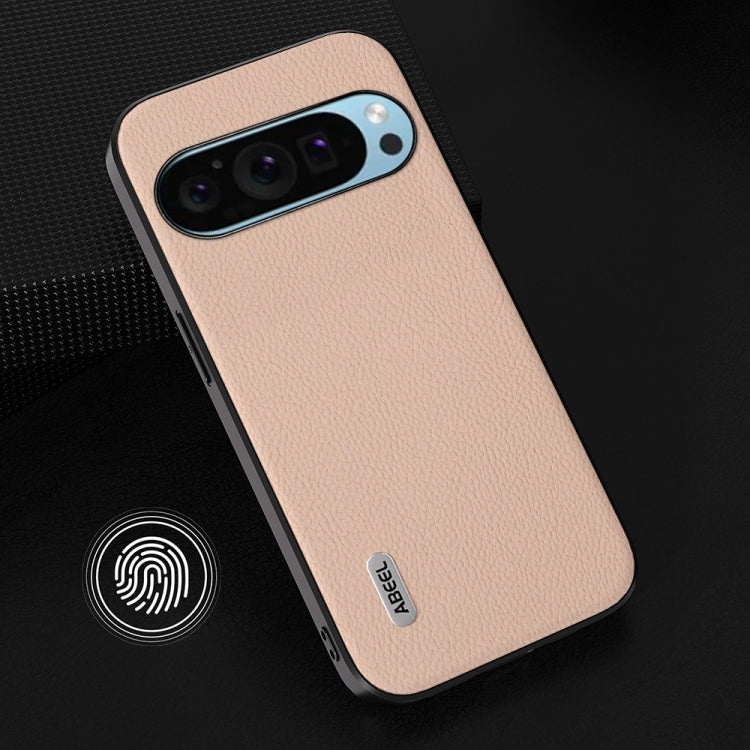 For Google Pixel 9 ABEEL Genuine Leather + PC Litchi Texture Phone Case(Pink Gold) by buy2fix