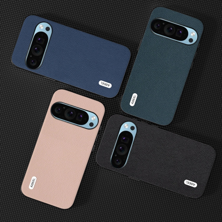 For Google Pixel 9 ABEEL Genuine Leather + PC Litchi Texture Phone Case(Green) by buy2fix