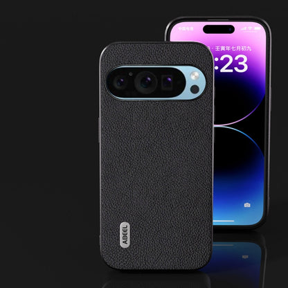 For Google Pixel 9 ABEEL Genuine Leather + PC Litchi Texture Phone Case(Black) by buy2fix