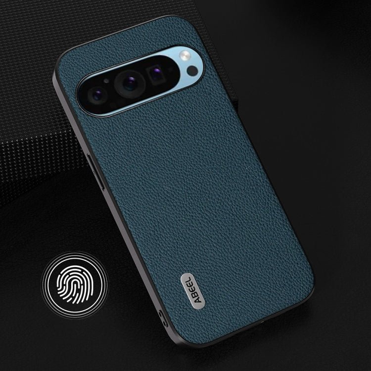 For Google Pixel 9 Pro ABEEL Genuine Leather + PC Litchi Texture Phone Case(Green) by buy2fix