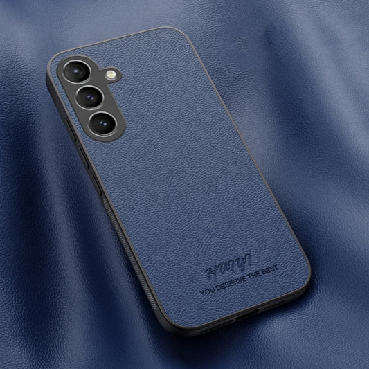 For Samsung Galaxy A55 5G HUIYI Leather Magnetic Phone Case(Blue) by buy2fix