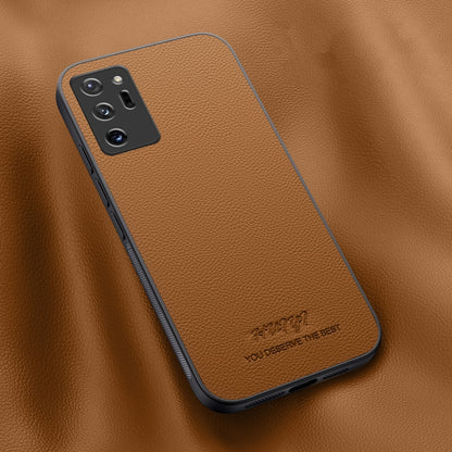 For Samsung Galaxy Note20 Ultra HUIYI Leather Magnetic Phone Case(Brown) by buy2fix