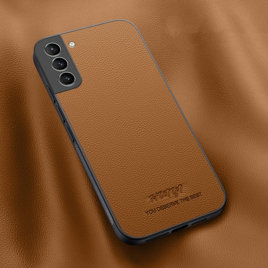 For Samsung Galaxy S22+ 5G HUIYI Leather Magnetic Phone Case(Brown) - Galaxy S22+ 5G Cases by buy2fix | Online Shopping UK | buy2fix