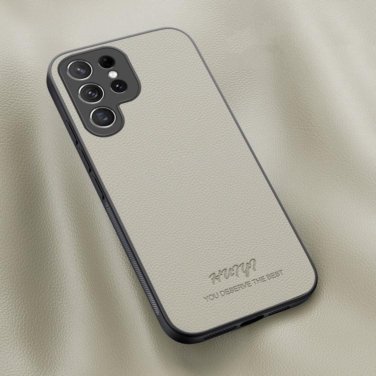 For Samsung Galaxy S22 Ultra 5G HUIYI Leather Magnetic Phone Case(White) by buy2fix