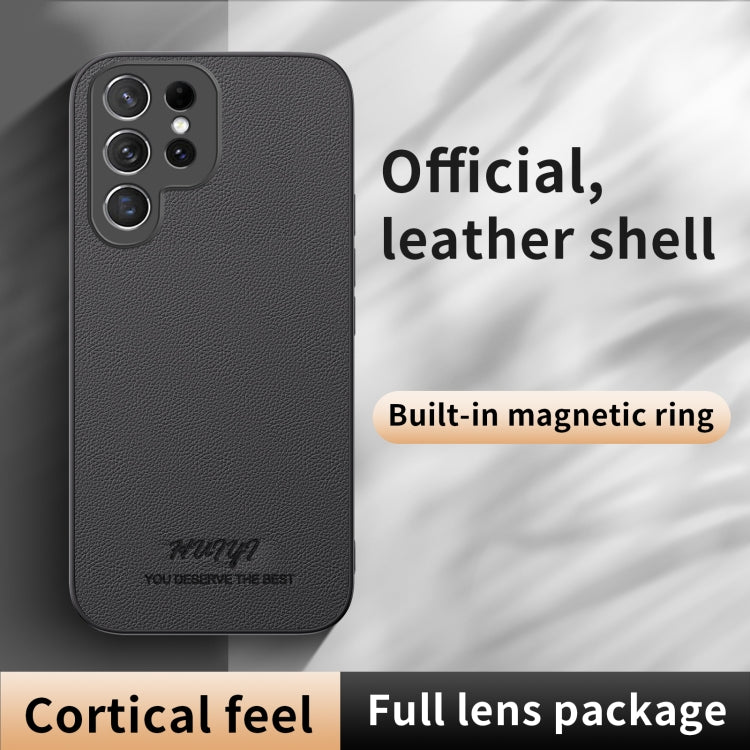 For Samsung Galaxy S22 Ultra 5G HUIYI Leather Magnetic Phone Case(White) by buy2fix