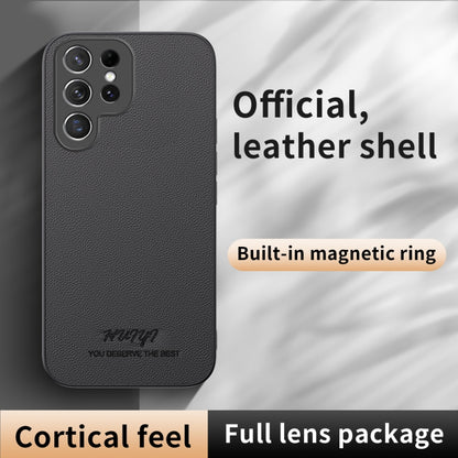 For Samsung Galaxy S22 Ultra 5G HUIYI Leather Magnetic Phone Case(White) by buy2fix