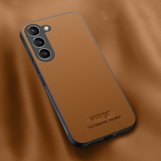 For Samsung Galaxy S23+ 5G HUIYI Leather Magnetic Phone Case(Brown) - Galaxy S23+ 5G Cases by buy2fix | Online Shopping UK | buy2fix
