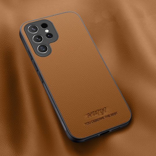 For Samsung Galaxy S23 Ultra 5G HUIYI Leather Magnetic Phone Case(Brown)