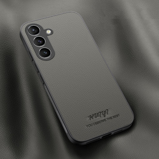 For Samsung Galaxy S24 5G HUIYI Leather Magnetic Phone Case(Grey) - Galaxy S24 5G Cases by buy2fix | Online Shopping UK | buy2fix