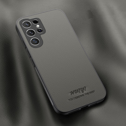 For Samsung Galaxy S24 Ultra 5G HUIYI Leather Magnetic Phone Case(Grey) - Galaxy S24 Ultra 5G Cases by buy2fix | Online Shopping UK | buy2fix